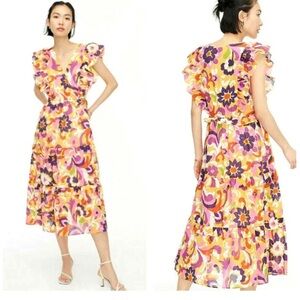 J. Crew collection Ruffle-sleeve dress in Ratti® curly floral 100% cotton